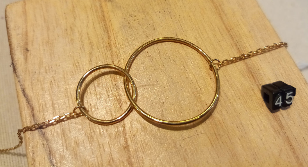 Bracelet chaîne réglable plaqué or double cercle lisse