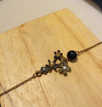 Carregar imagem no visualizador da galeria, Bracelet chaîne réglable plaqué bronze avec nacre et pâte de verre
