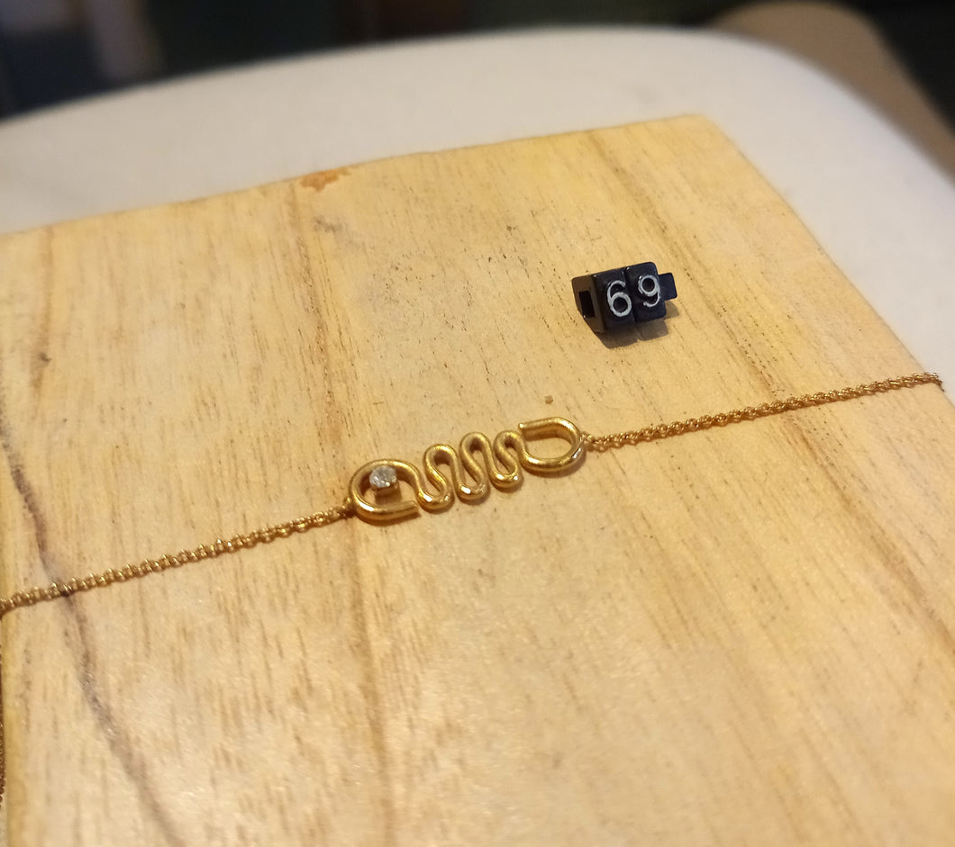 Bracelet chaîne réglable plaqué or avec cristal de Swarovski