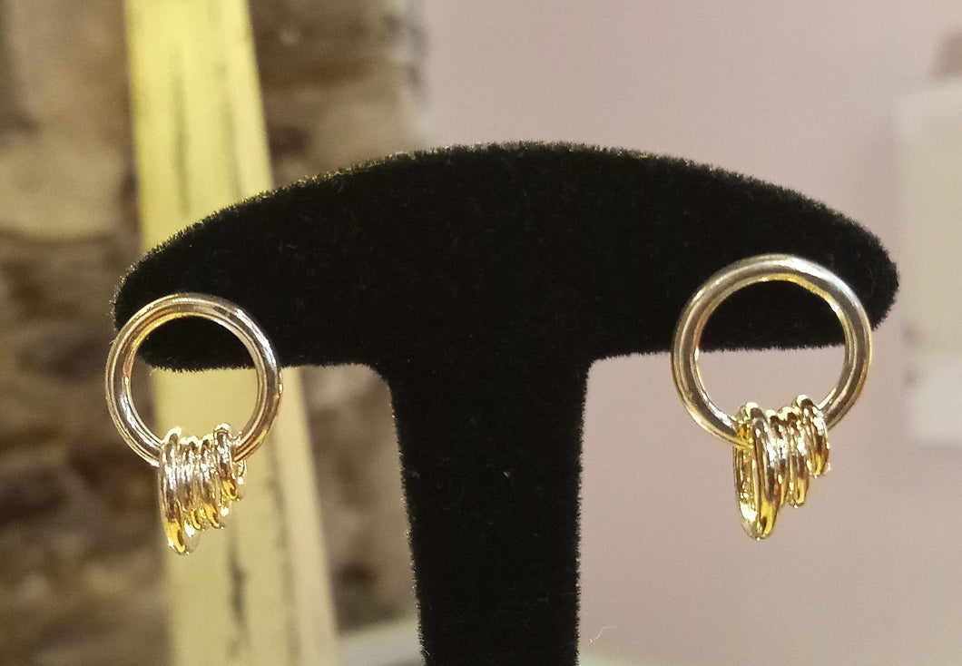 Boucles d'oreilles pendantes argent multis-anneaux mobiles