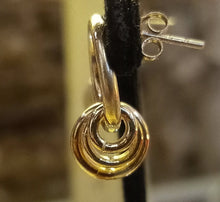 Carregar imagem no visualizador da galeria, Boucles d&#39;oreilles pendantes argent multis-anneaux mobiles
