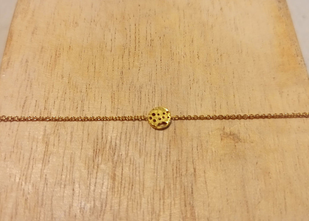 Bracelet chaîne plaqué or avec rond effet pointillés